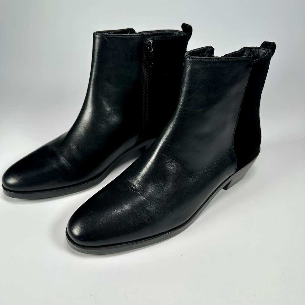 Coach Woman’s Black Carmen Leather Suede semi-matte Ankle Boots